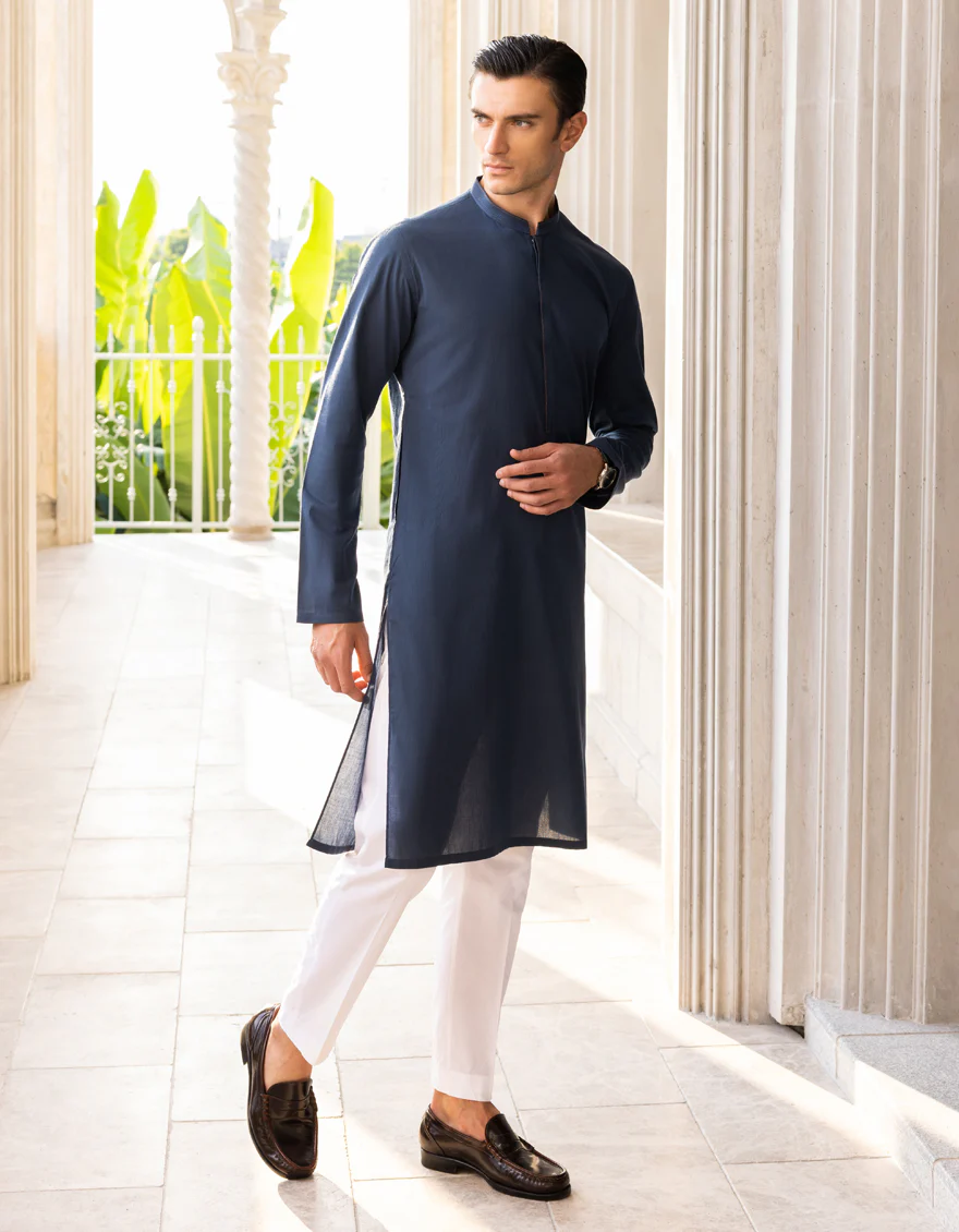 BLUE COTTON KURTA | JJK-A-US-37684/S23/JJ7636-CL - Image 2