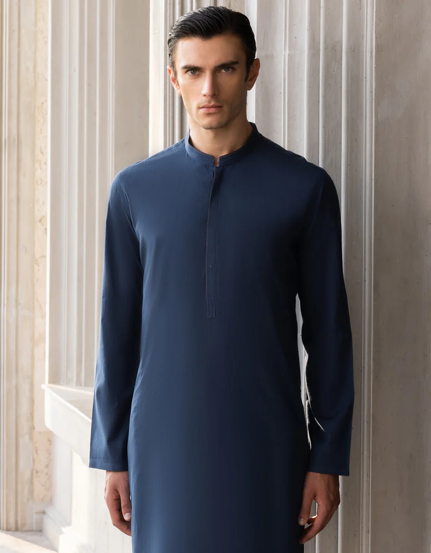 BLUE COTTON KURTA | JJK-A-US-37684/S23/JJ7636-CL - Image 4
