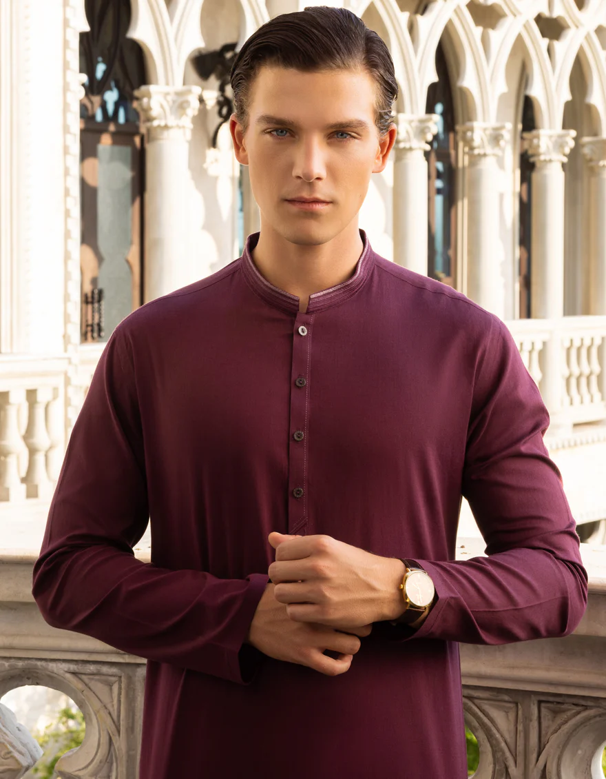 DULL MAROON KURTA | JJK-A-US-37687/S23/JJ7636-CL - Image 4