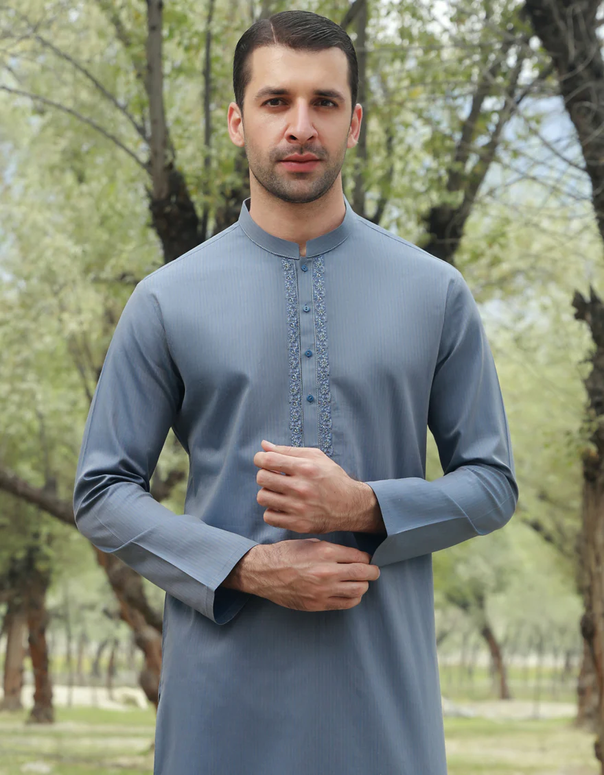 PIGEON BLUE COTTON KURTA | JJK-A-US-37786/S23/JJ8963-FL - Image 4