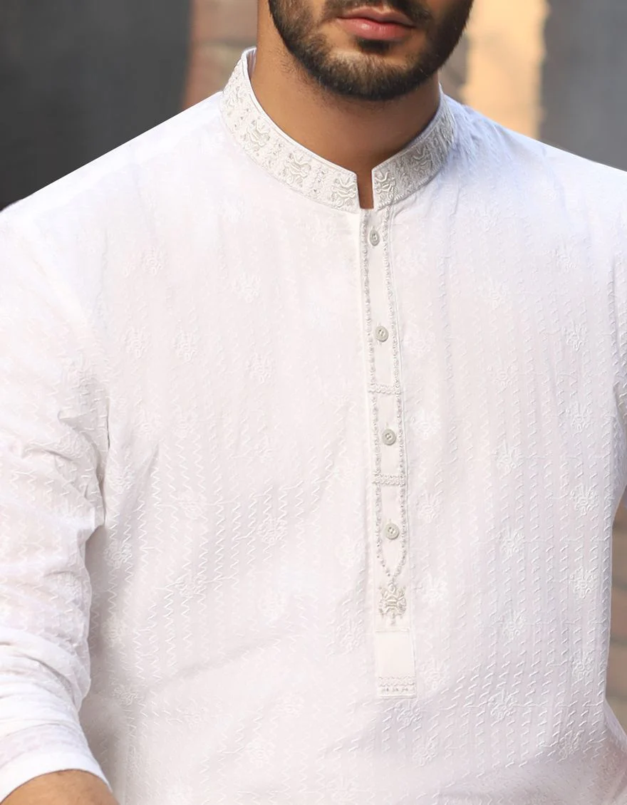 PEARL WHITE KURTA | JJK-A-US-40008/S20/JJ6837 - Image 3