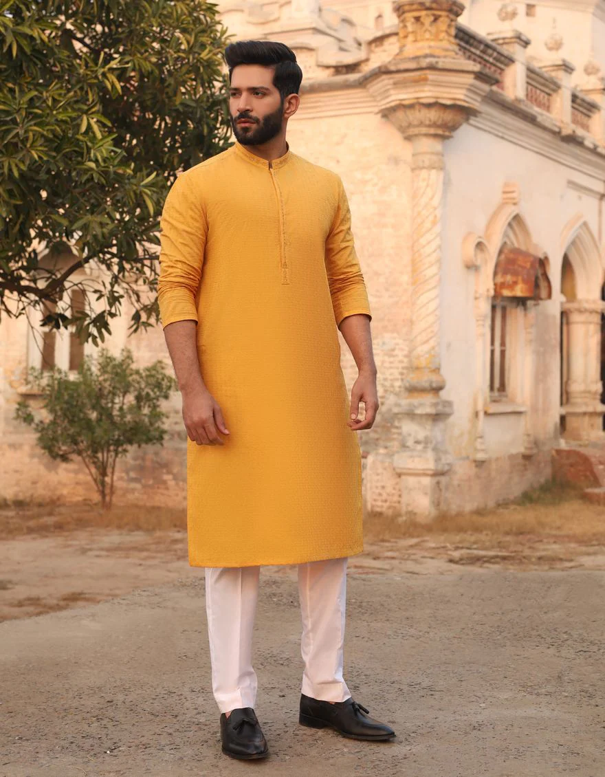 OCHRE KURTA | JJK-A-US-40057/S21/JJ6837