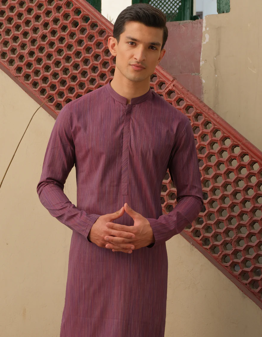 MULTI-PLUM COTTON KURTA | JJK-A-US-40285/S22/JJ7116-PN - Image 2