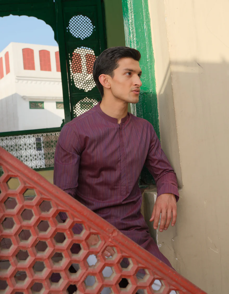 MULTI-PLUM COTTON KURTA | JJK-A-US-40285/S22/JJ7116-PN - Image 3