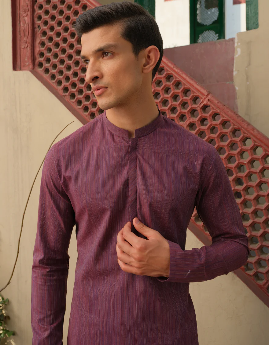 MULTI-PLUM COTTON KURTA | JJK-A-US-40285/S22/JJ7116-PN - Image 5