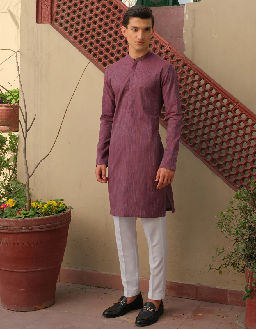 MULTI-PLUM COTTON KURTA | JJK-A-US-40285/S22/JJ7116-PN - Image 6