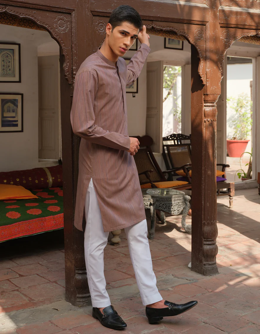 MULTI-BEIGE COTTON KURTA | JJK-A-US-40287/S22/JJ7116-PN - Image 3