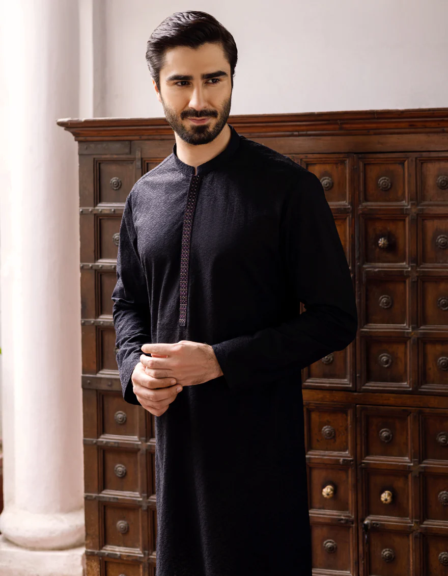 BLACK COTTON KURTA | JJK-A-US-40297/S22/JJ7546-FL - Image 2