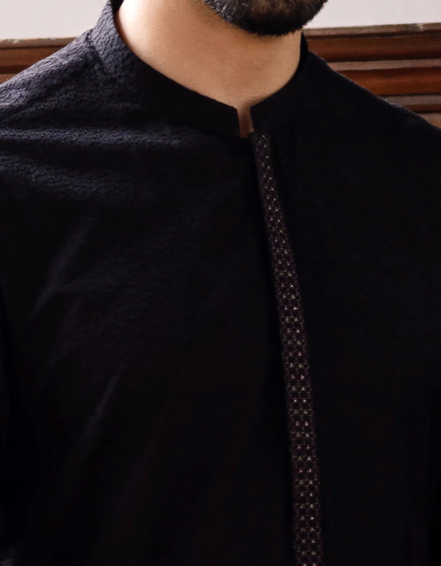 BLACK COTTON KURTA | JJK-A-US-40297/S22/JJ7546-FL - Image 3