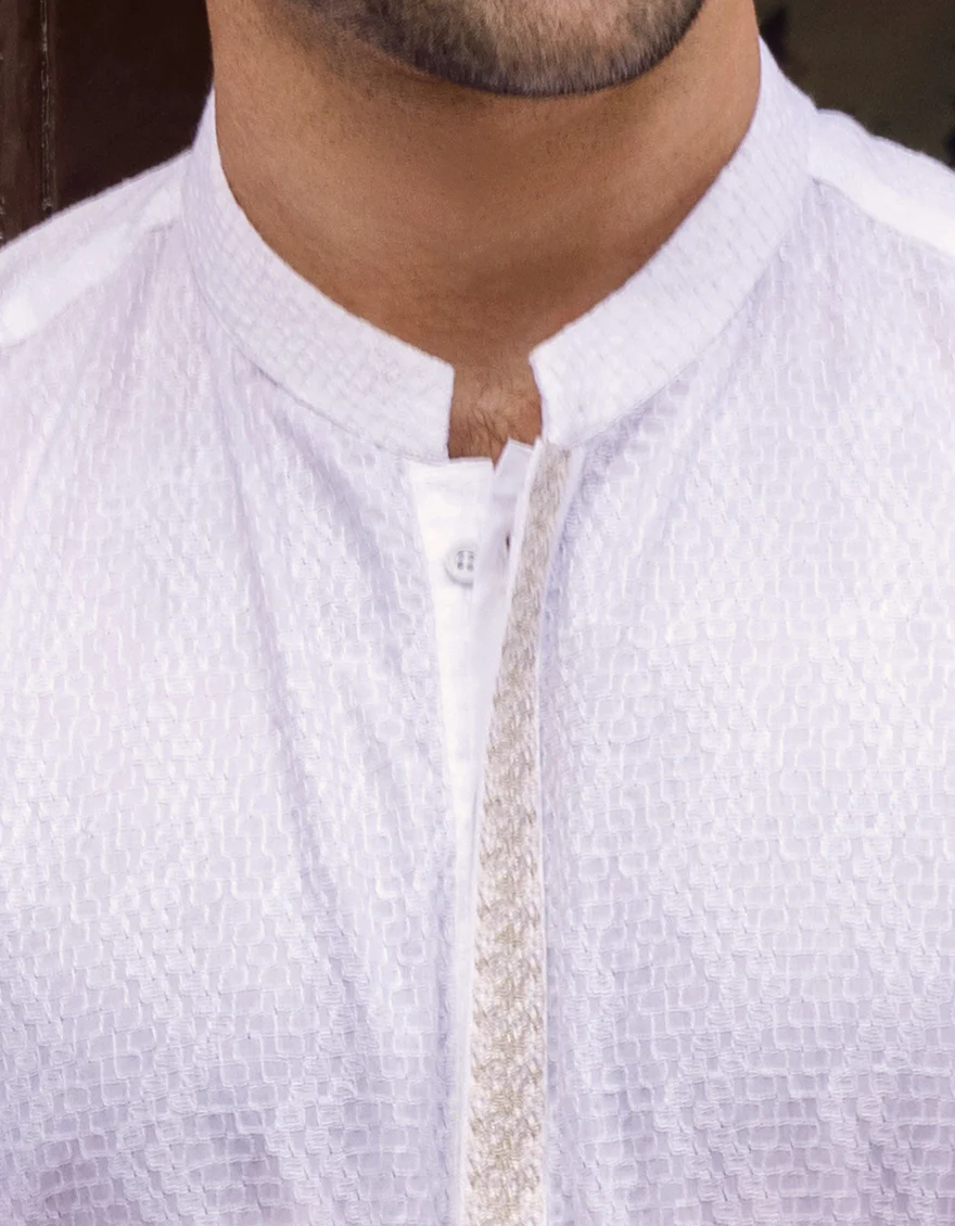 WHITE COTTON KURTA | JJK-A-US-40298/S22/JJ7546-FL - Image 3
