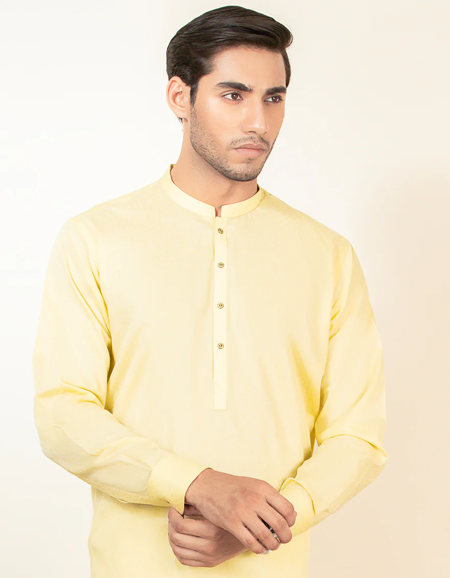 LEMON YELLOW COTTON KURTA | JJK-A-US-40325/S22/JJ6950-PN - Image 2