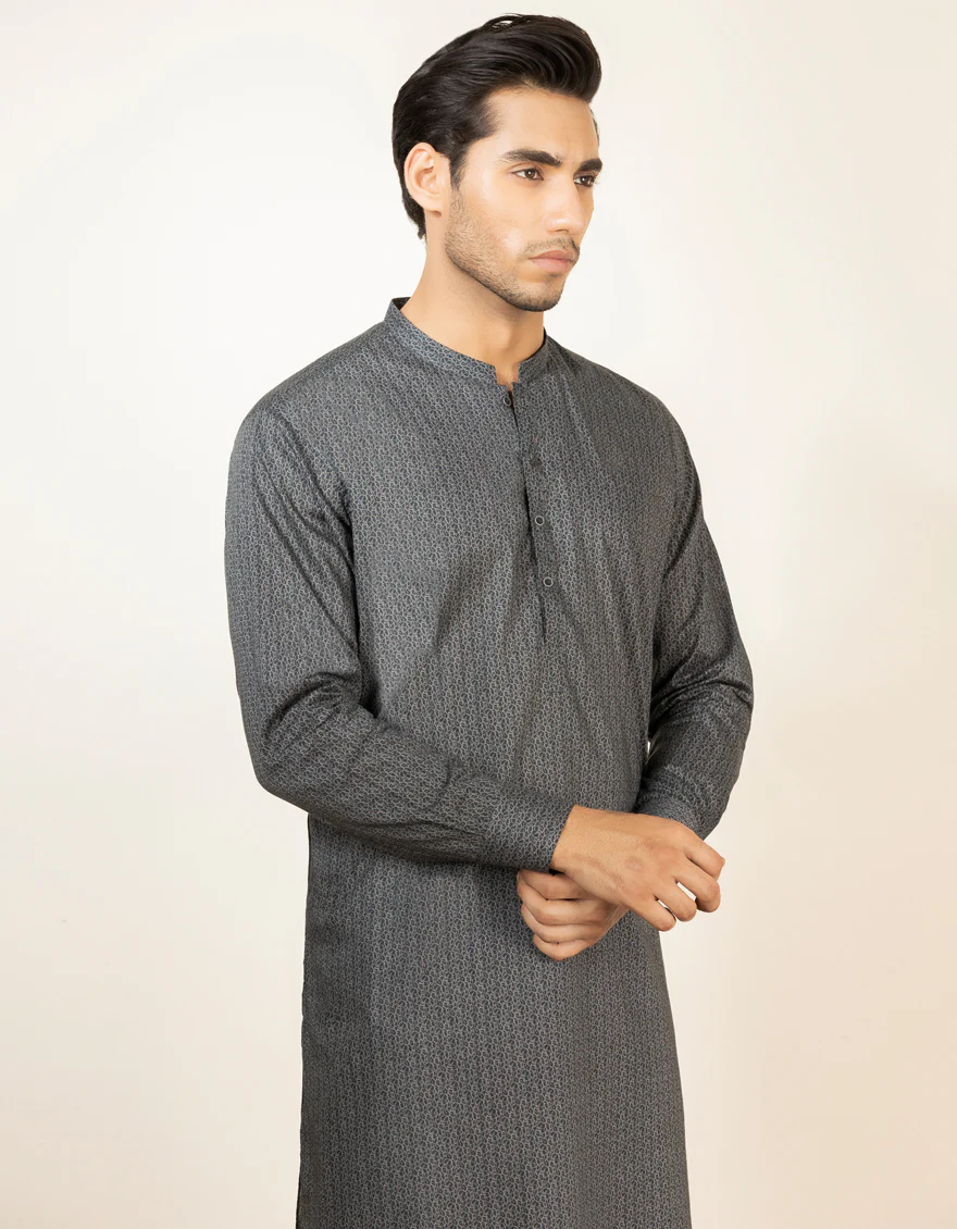 GREYISH BLACK COTTON KURTA | JJK-A-US-40327/S22/JJ6148-PN - Image 2