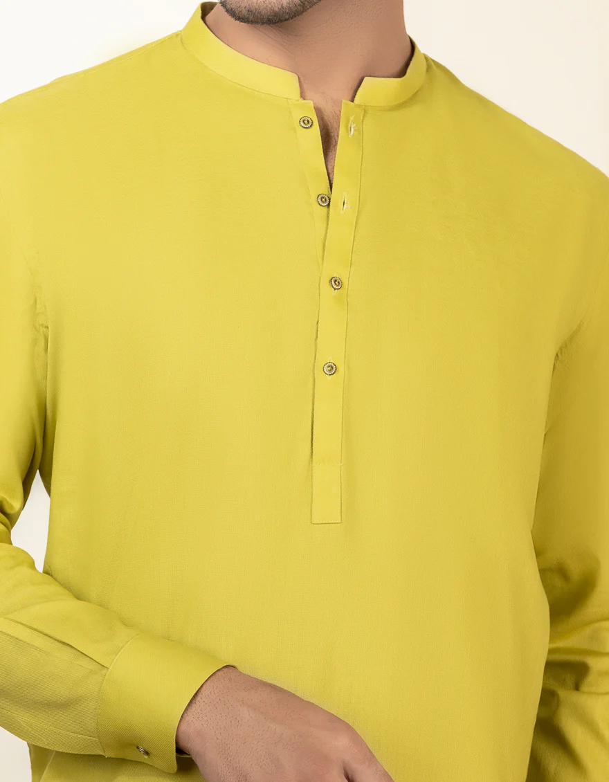 LIME GREEN BLENDED KURTA | JJK-A-US-40332/S22/JJ6690-PN - Image 2