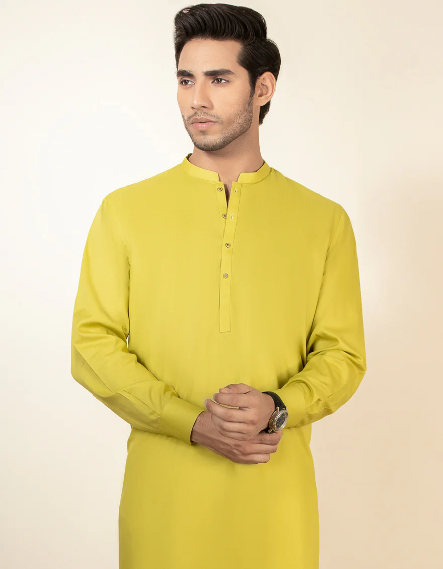 LIME GREEN BLENDED KURTA | JJK-A-US-40332/S22/JJ6690-PN - Image 3