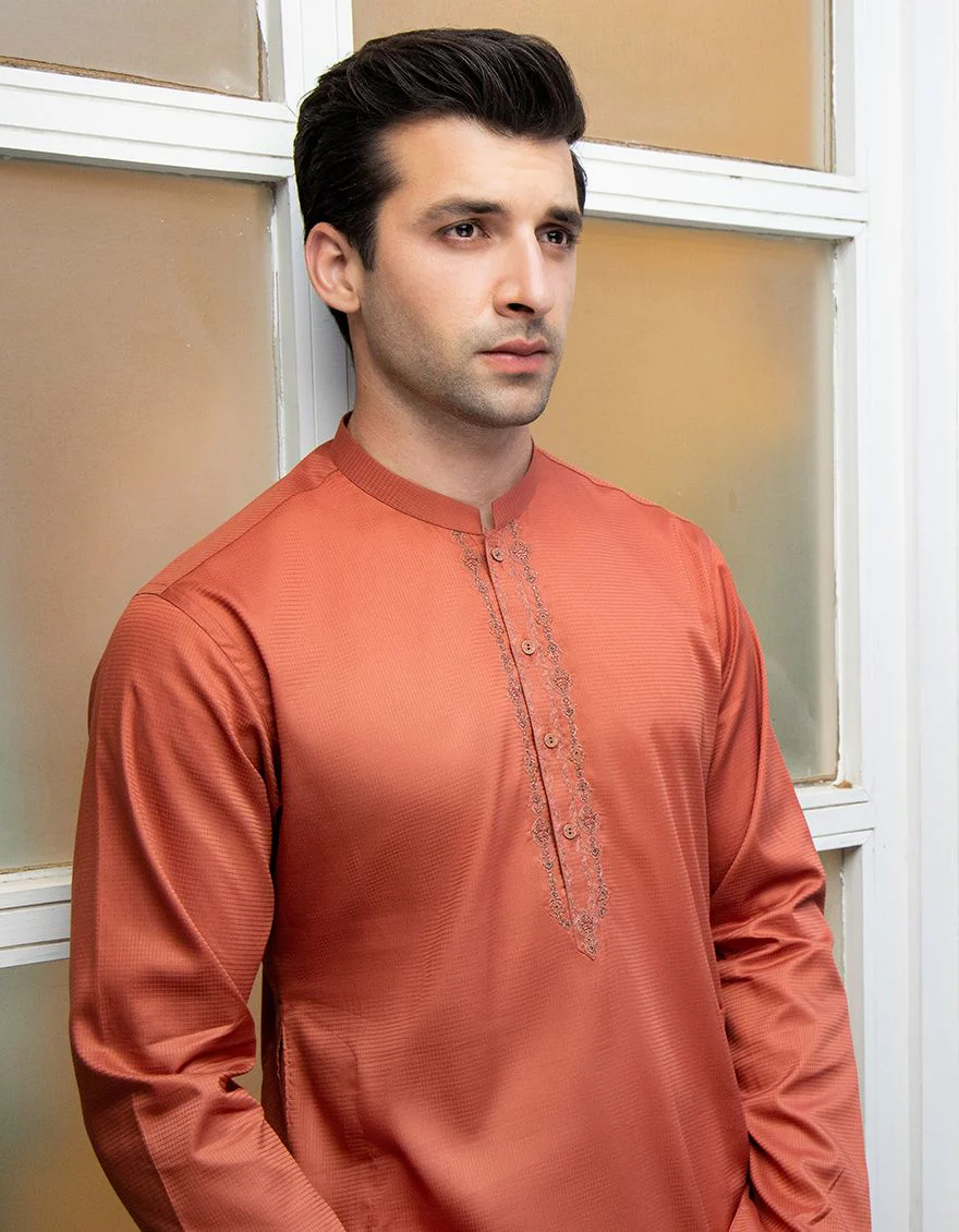 BURNT ORANGE KURTA | JJK-A-US-42202/S21/JJ7458-SF - Image 2