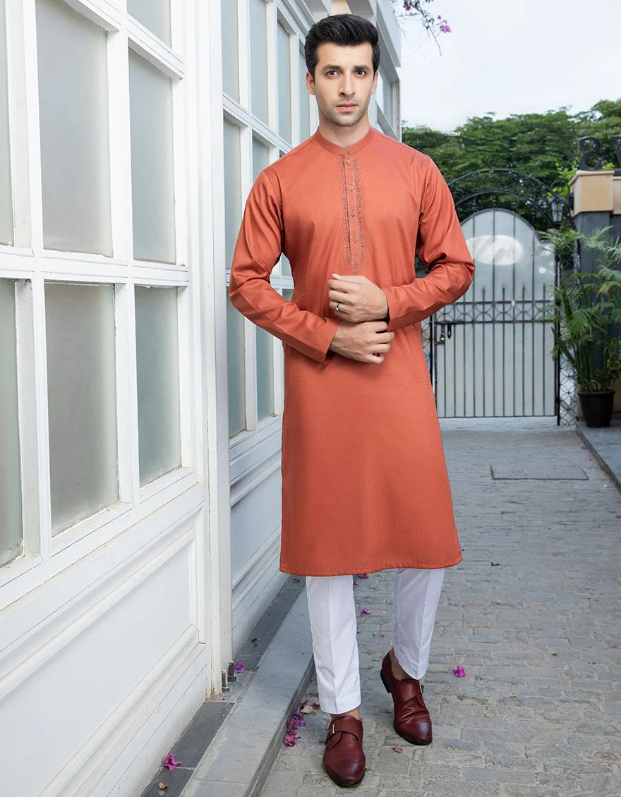 BURNT ORANGE KURTA | JJK-A-US-42202/S21/JJ7458-SF - Image 3