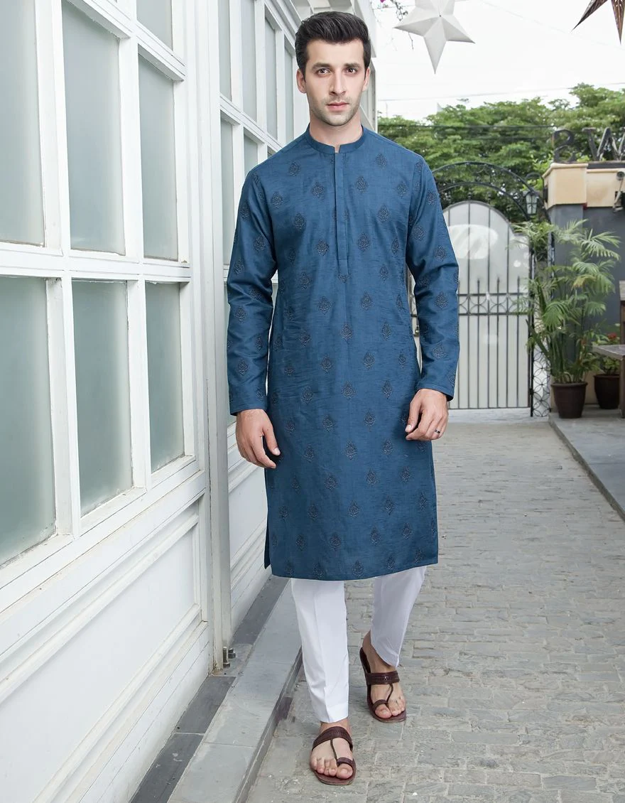 DULL NAVY KURTA | JJK-A-US-42206/S21/JJ7439-SF - Image 2