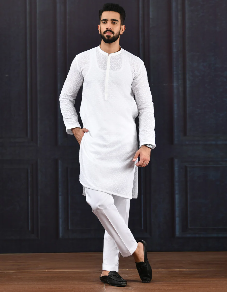 WHITE SHIFFLY KURTA | JJK-A-US-42333/S22/JJ8082-SF - Image 3