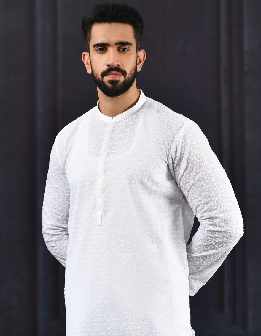 WHITE SHIFFLY KURTA | JJK-A-US-42333/S22/JJ8082-SF - Image 4