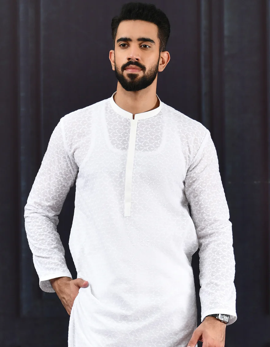 WHITE SHIFFLY KURTA | JJK-A-US-42333/S22/JJ8082-SF - Image 5