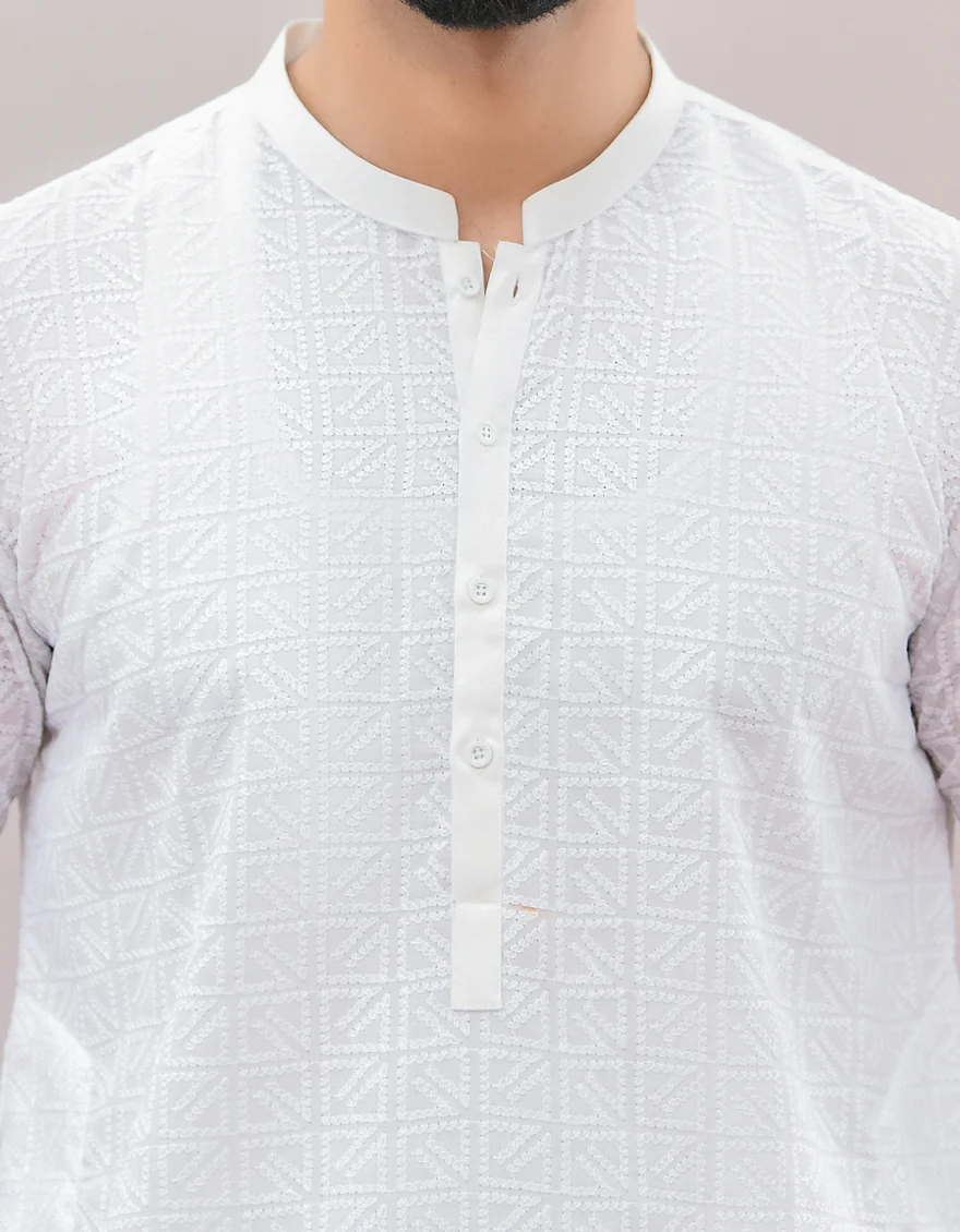 WHITE SHIFFLY KURTA | JJK-A-US-42336/S22/JJ8082-PN - Image 2
