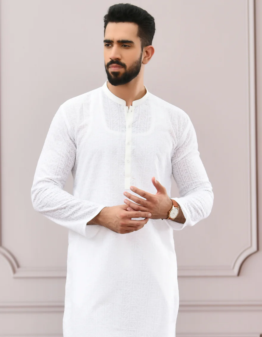 WHITE SHIFFLY KURTA | JJK-A-US-42336/S22/JJ8082-PN - Image 3