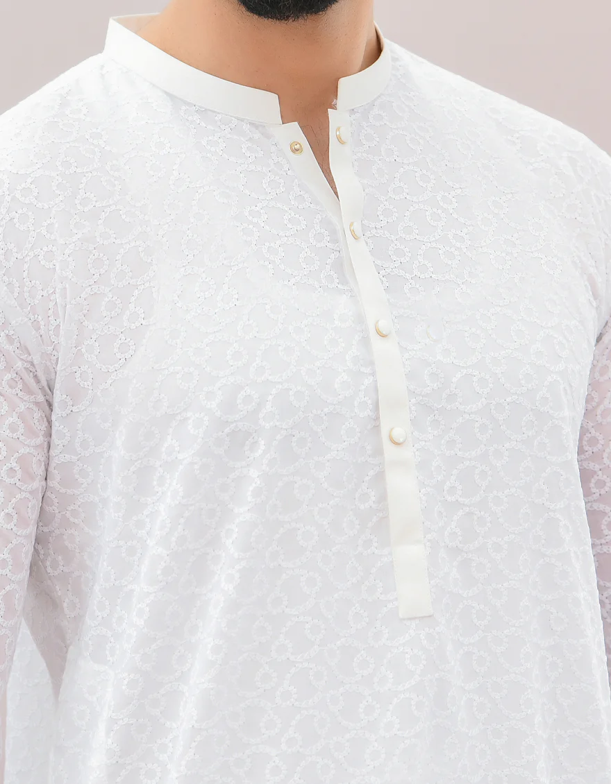 WHITE SHIFFLY KURTA | JJK-A-US-42337/S22/JJ8082-PN - Image 2