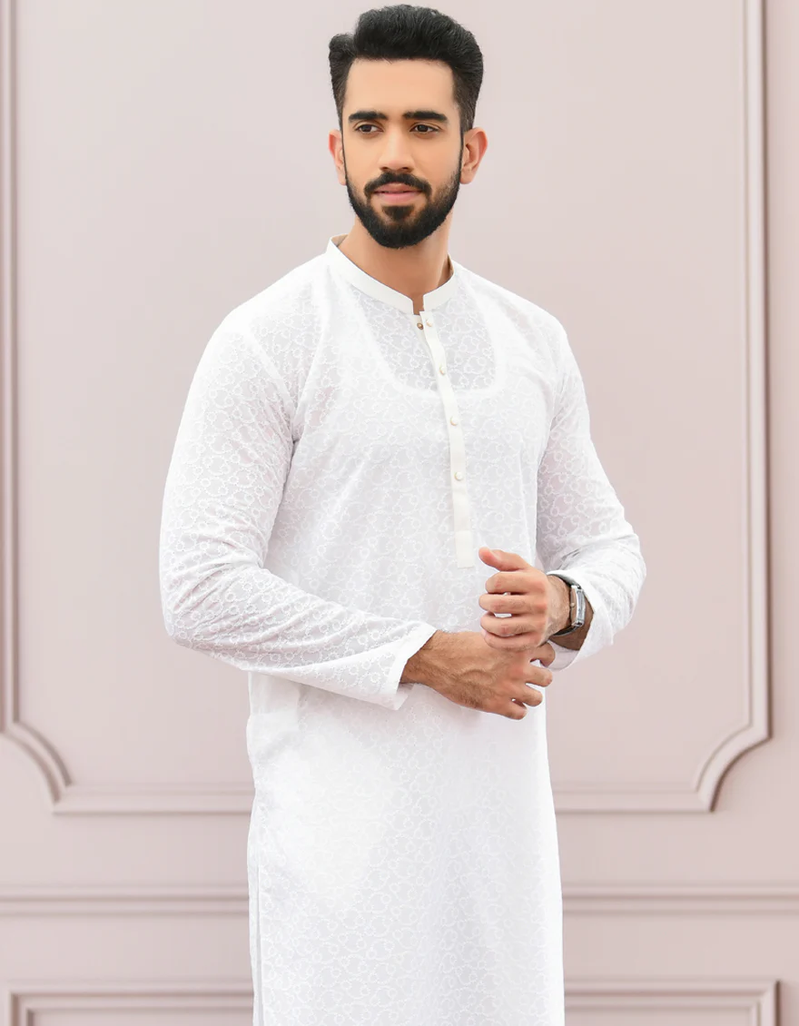 WHITE SHIFFLY KURTA | JJK-A-US-42337/S22/JJ8082-PN - Image 5