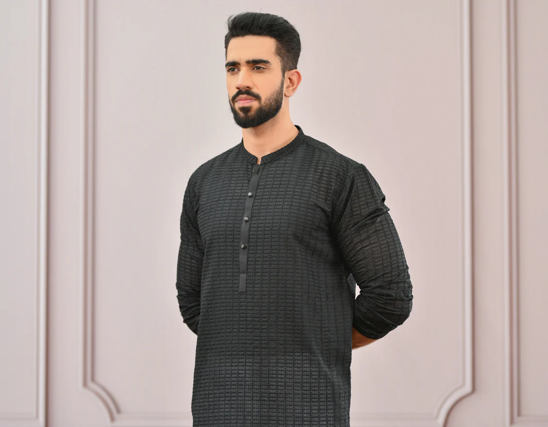 BLACK SHIFFLY KURTA | JJK-A-US-42339/S22/JJ8083-PN - Image 3