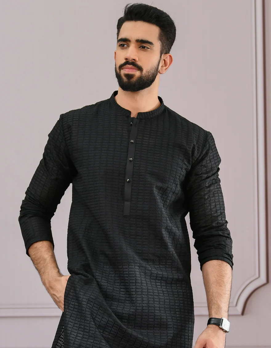 BLACK SHIFFLY KURTA | JJK-A-US-42339/S22/JJ8083-PN - Image 4