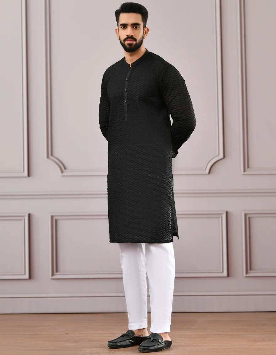 BLACK SHIFFLY KURTA | JJK-A-US-42340/S22/JJ8083-PN - Image 3
