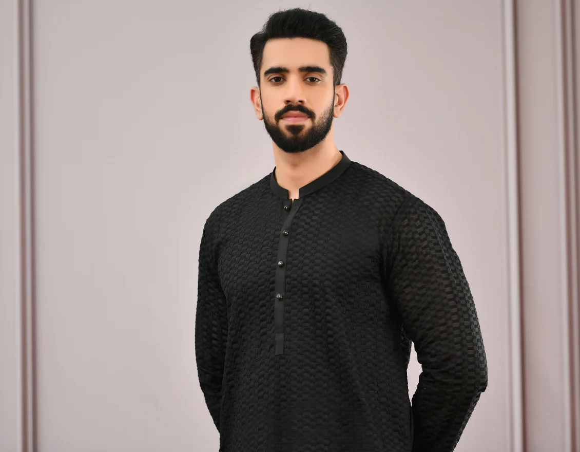 BLACK SHIFFLY KURTA | JJK-A-US-42340/S22/JJ8083-PN - Image 4