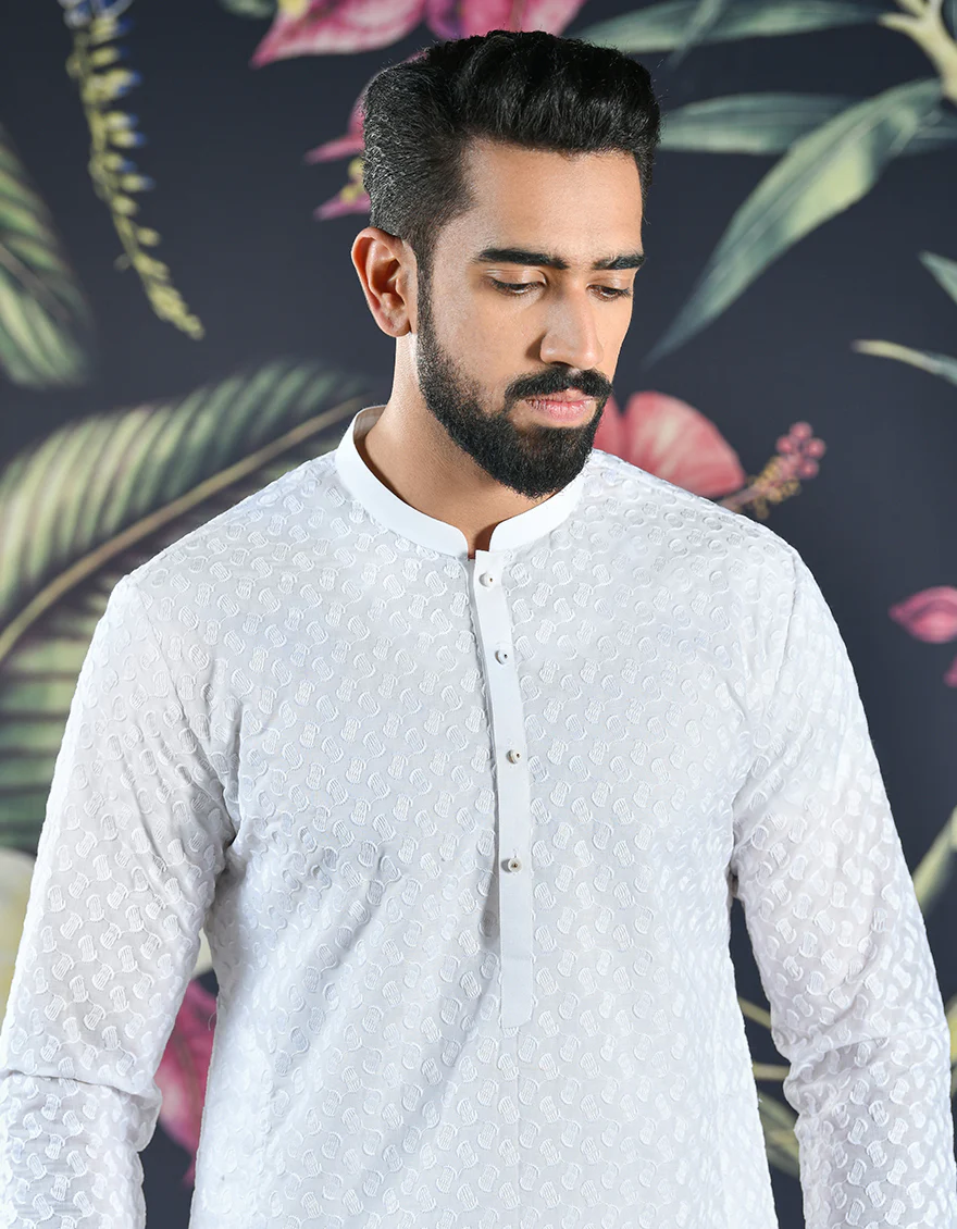 WHITE SHIFFLY KURTA | JJK-A-US-42341/S22/JJ8082-PN - Image 2