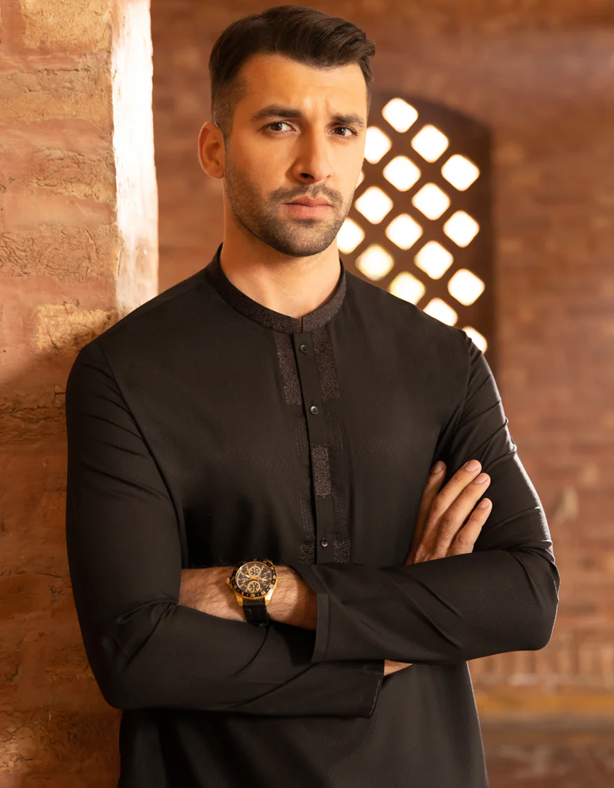 BLACK VISCOSE KURTA | JJK-A-US-42367/S22/JJ8165-SF - Image 3