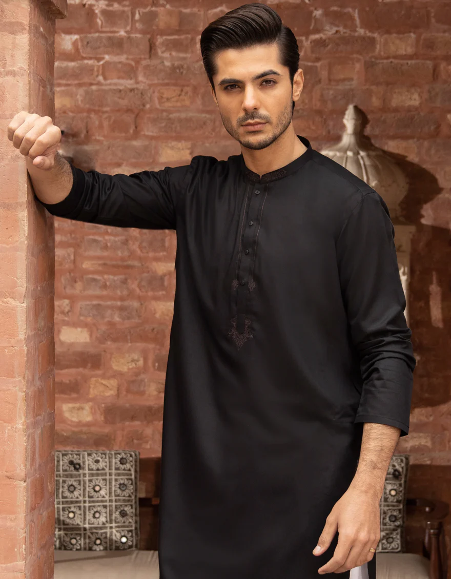 BLACK VISCOSE KURTA | JJK-A-US-42381/S22/JJ8161-SF - Image 2