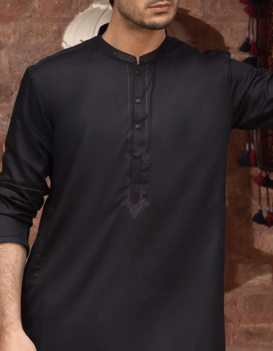 BLACK VISCOSE KURTA | JJK-A-US-42381/S22/JJ8161-SF - Image 3