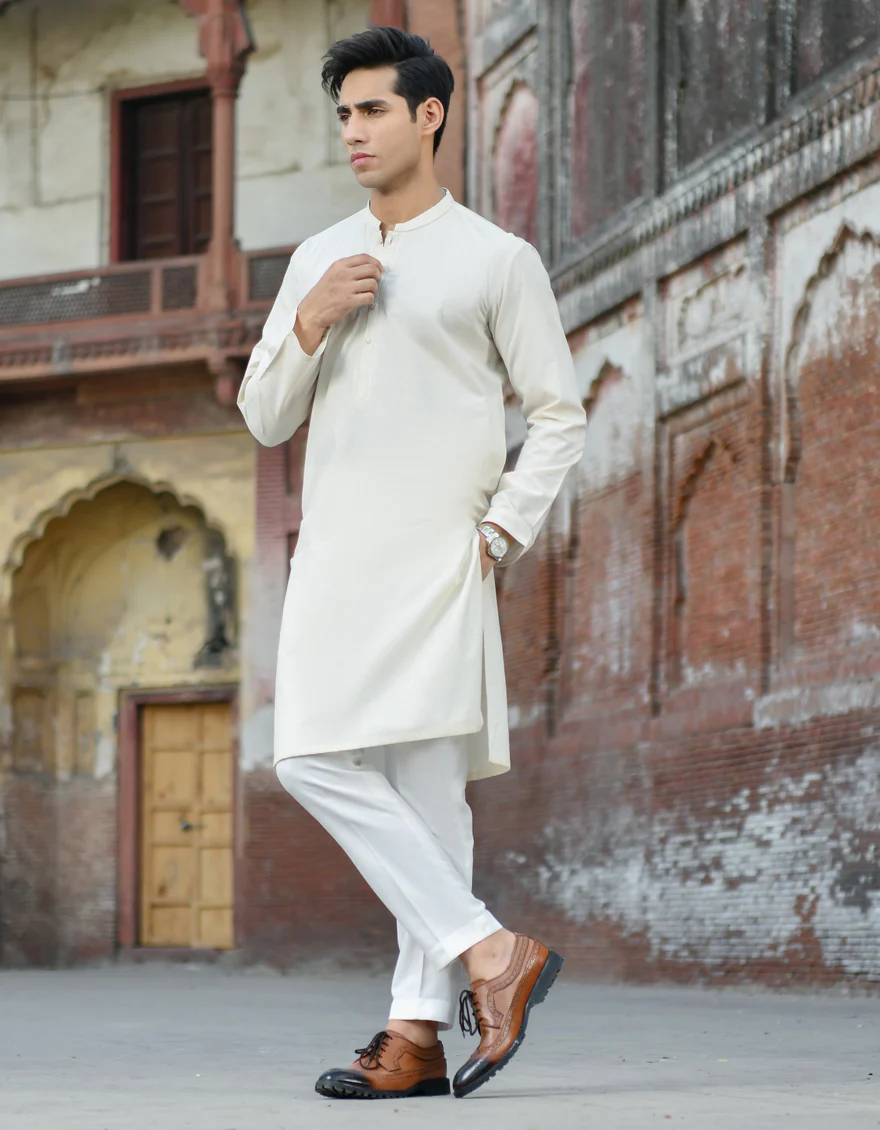 OFF WHITE BLENDED KURTA | JJK-A-US-42398/S22/JJ8262-SF - Image 3