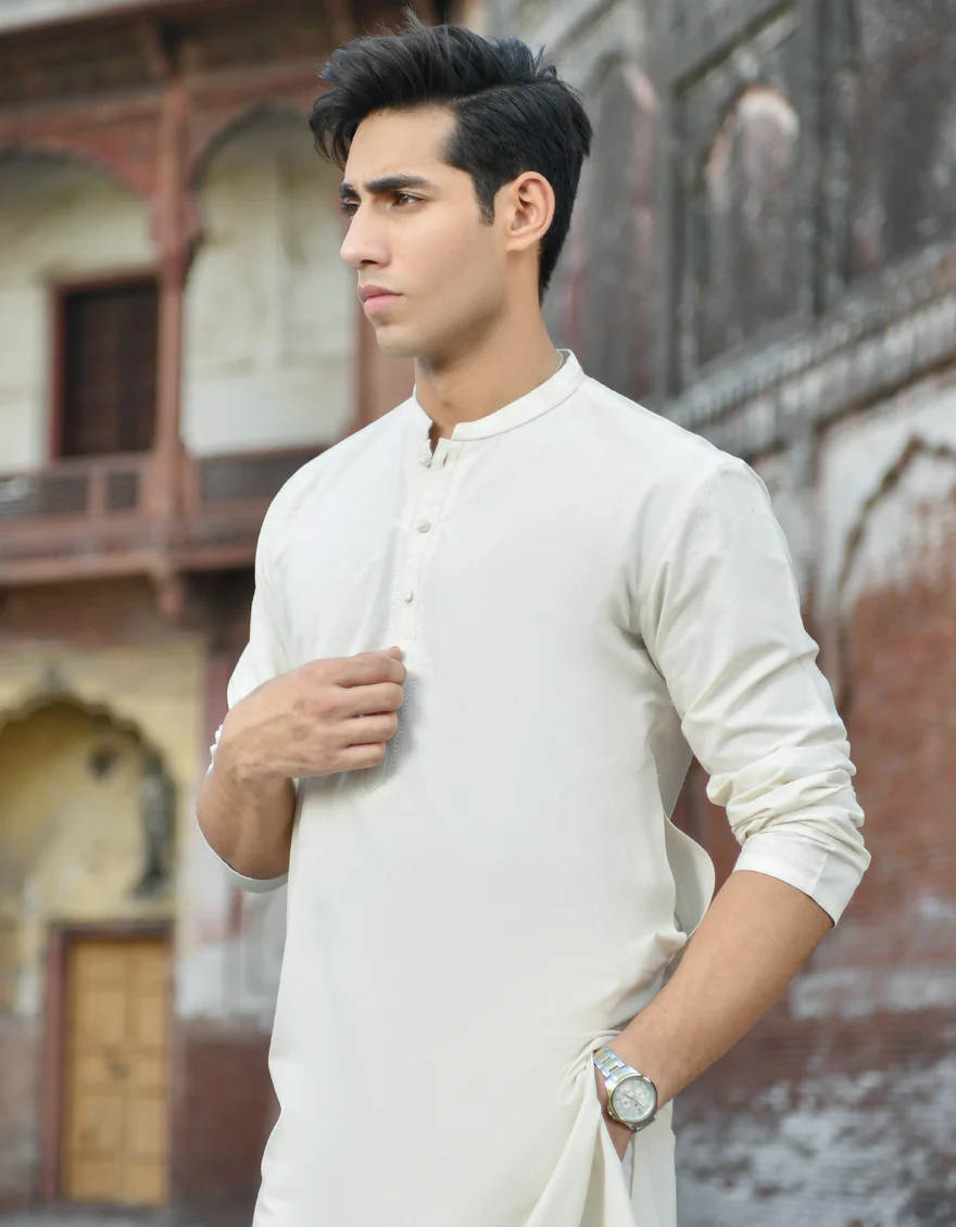 OFF WHITE BLENDED KURTA | JJK-A-US-42398/S22/JJ8262-SF - Image 4