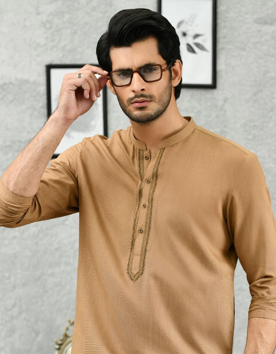 KHAKI MUSTARD KURTA | JJK-A-US-43018/S21/JJ7497-SF - Image 2