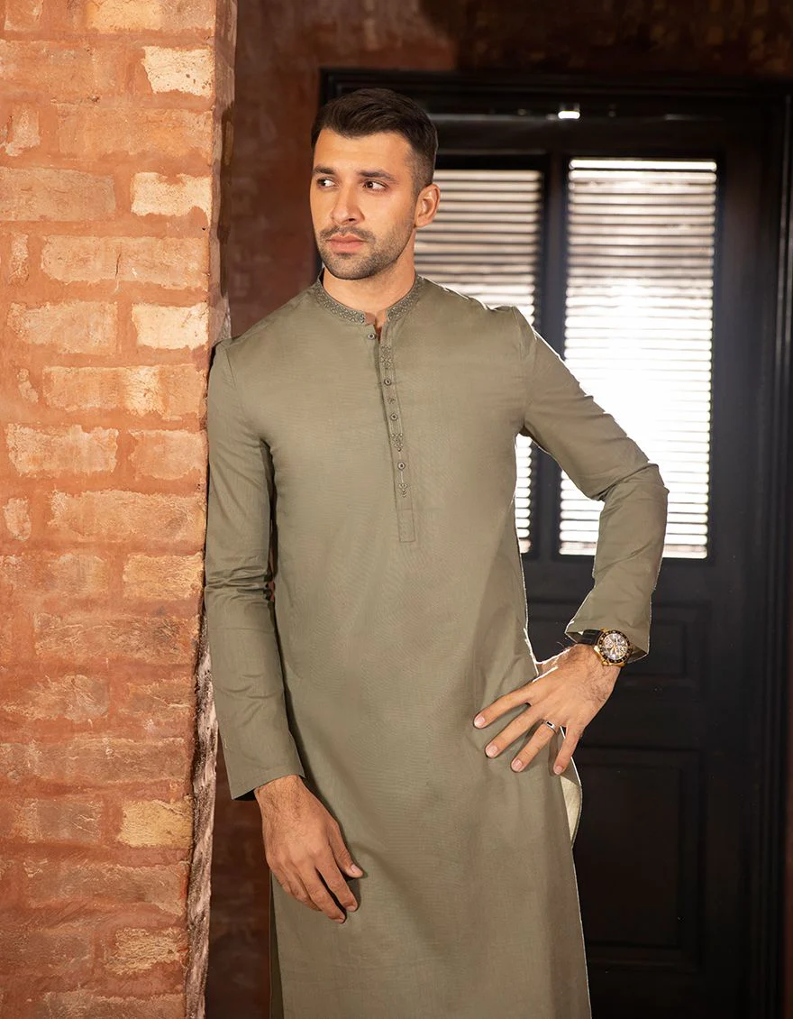 OLIVE GREEN KURTA | JJK-A-US-43074/S22/JJ7574-SF - Image 2