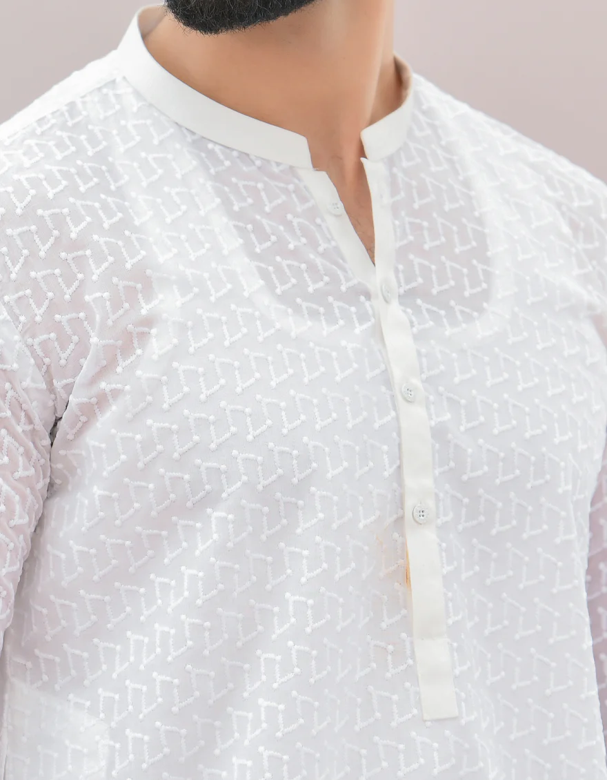 WHITE SCHIFFLI KURTA | JJK-A-US-43079/S22/JJ8082-PN - Image 2