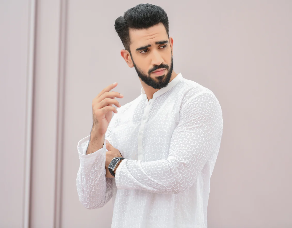 WHITE SCHIFFLI KURTA | JJK-A-US-43079/S22/JJ8082-PN - Image 4
