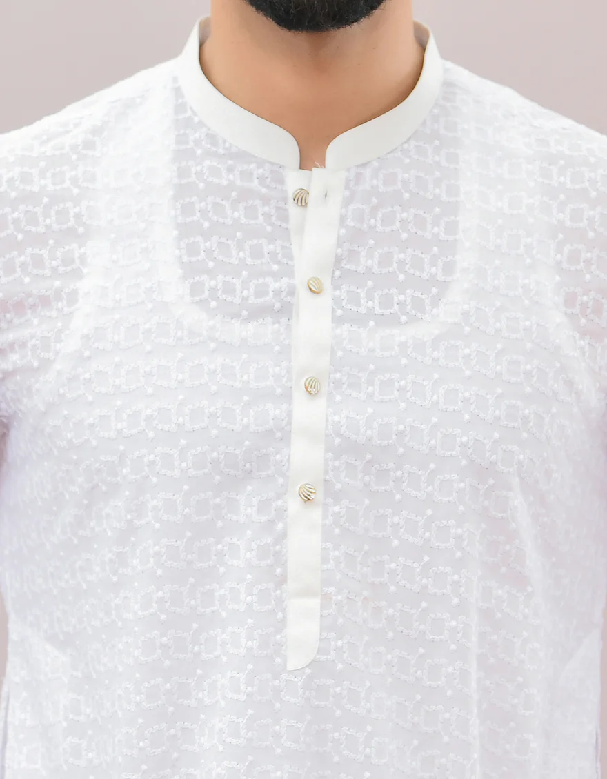 WHITE SHIFFLY KURTA | JJK-A-US-43080/S22/JJ8082-PN - Image 2