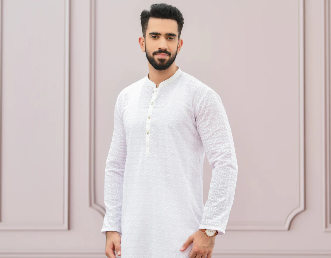 WHITE SHIFFLY KURTA | JJK-A-US-43080/S22/JJ8082-PN - Image 3