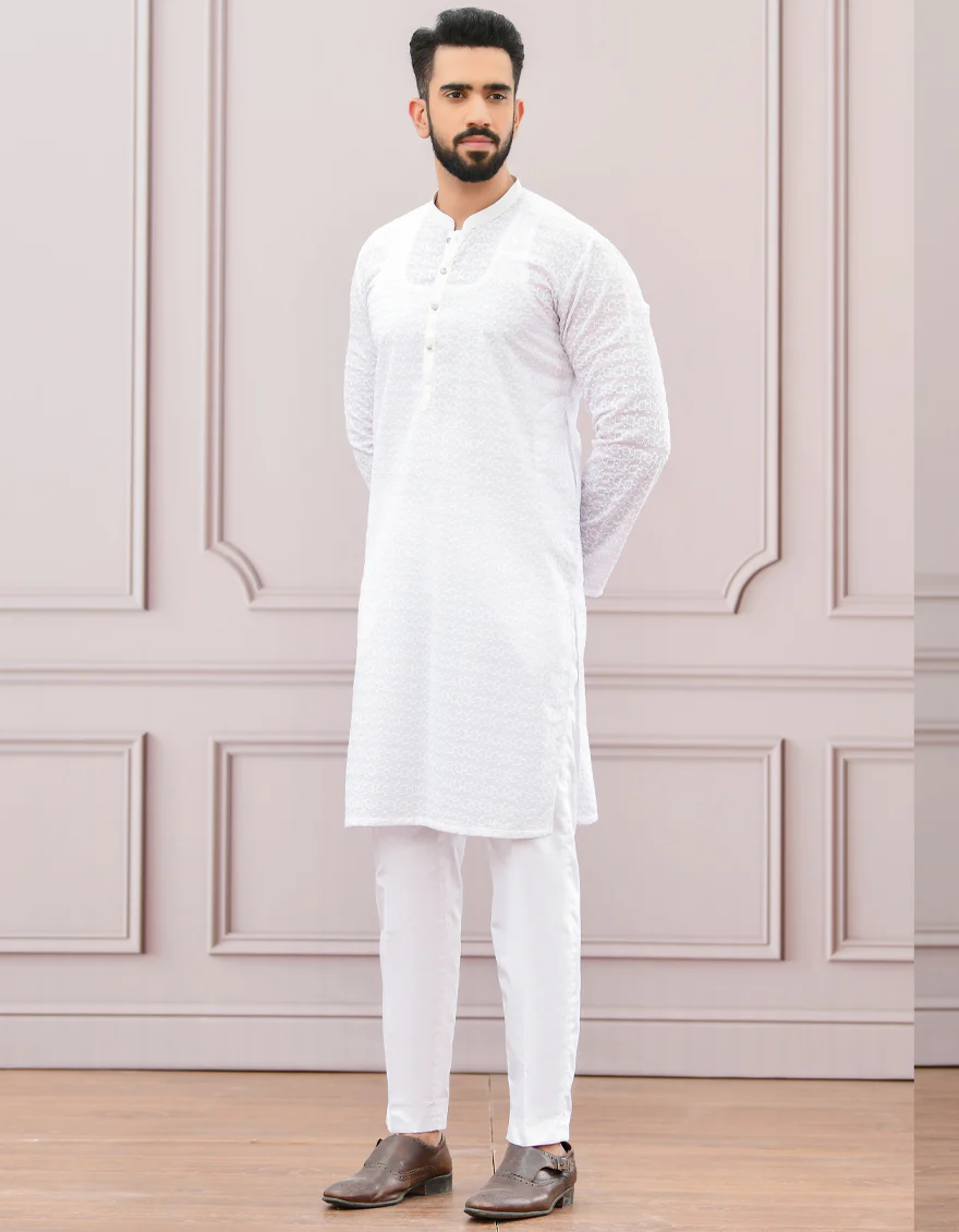 WHITE SHIFFLY KURTA | JJK-A-US-43080/S22/JJ8082-PN - Image 4