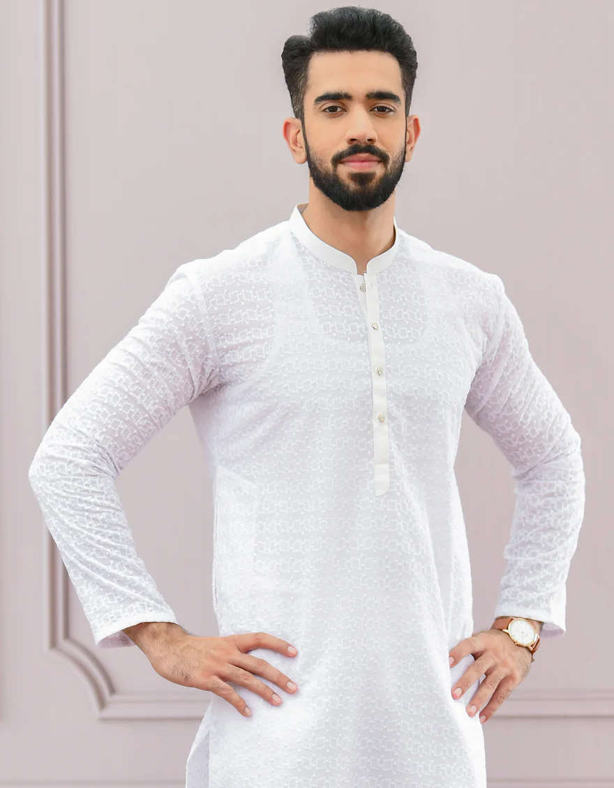 WHITE SHIFFLY KURTA | JJK-A-US-43080/S22/JJ8082-PN - Image 5