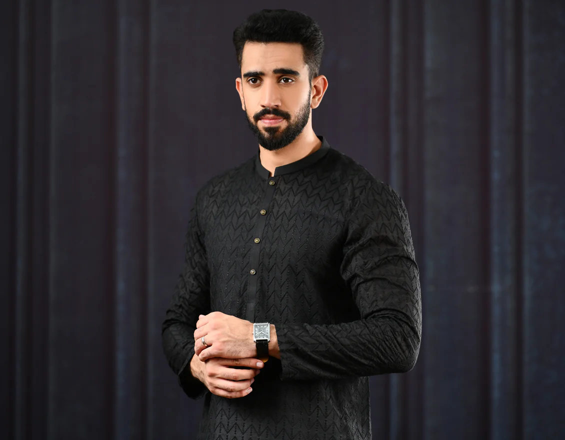 BLACK SHIFFLY KURTA | JJK-A-US-43081/S22/JJ8083-PN - Image 3