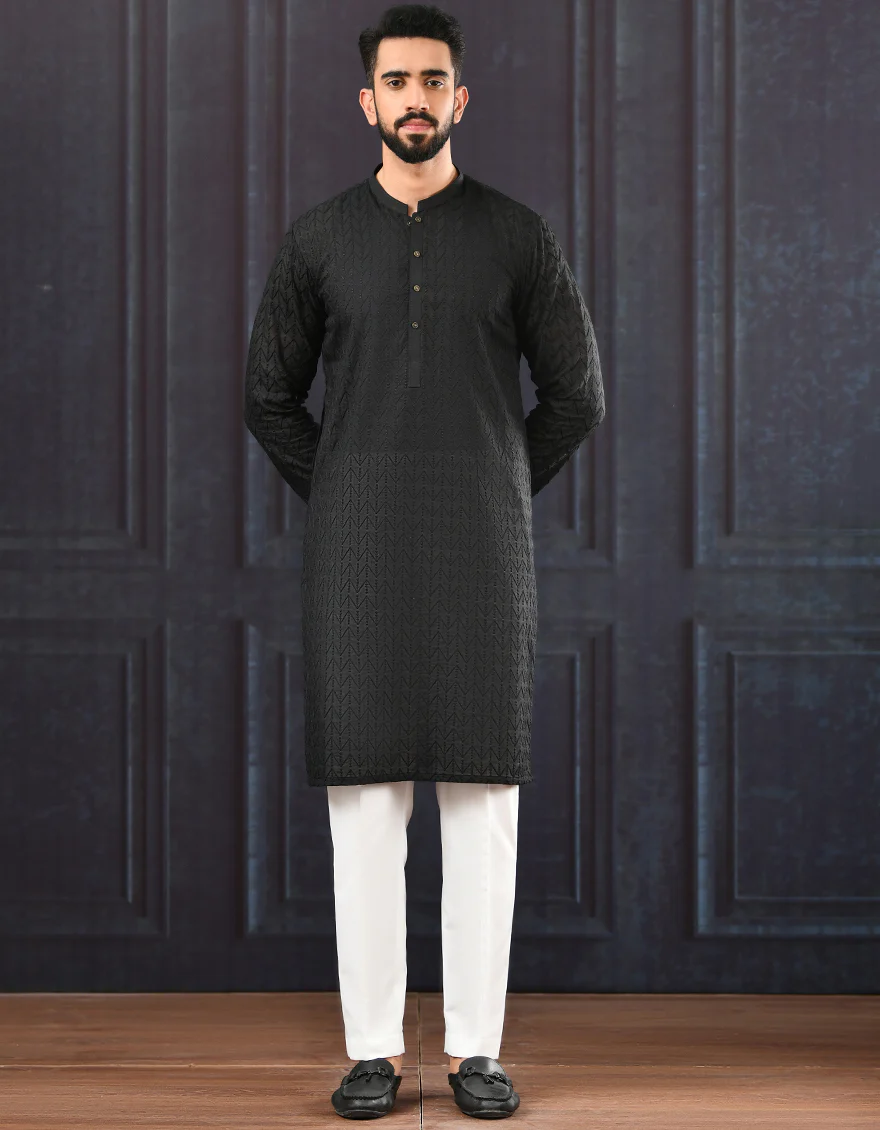 BLACK SHIFFLY KURTA | JJK-A-US-43081/S22/JJ8083-PN - Image 5