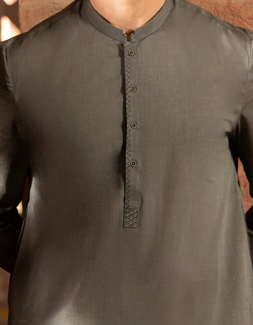 DARK OLIVE COTTON KURTA | JJK-A-US-44016/S22/JJ7574-SF - Image 2