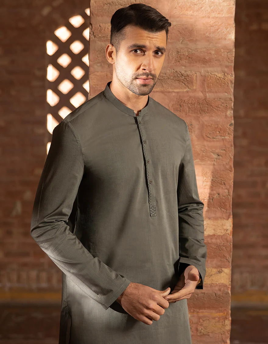 DARK OLIVE COTTON KURTA | JJK-A-US-44016/S22/JJ7574-SF - Image 4